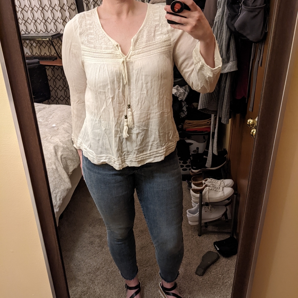 Off White Flowy Top - L